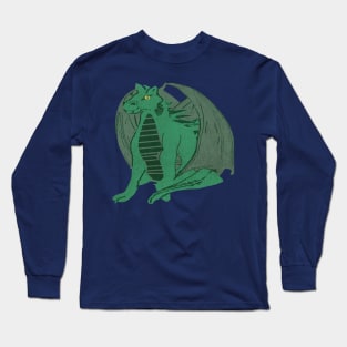 Hand-drawn sitting Wood Dragon - The Defiant Long Sleeve T-Shirt